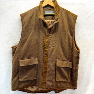 Hickey Freeman Brown Tweed Corduroy Men Field Barn Vest XXL English Countryside